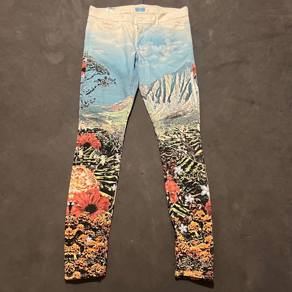 MOTHER Denim - Mother The Looker Skinny Jeans A Day in Paradise Tropical Landscape Print 27